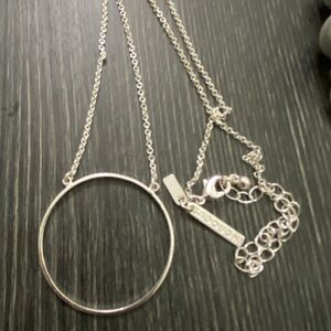 Lele Sadoughi Silver Open Circle Pendant Necklace